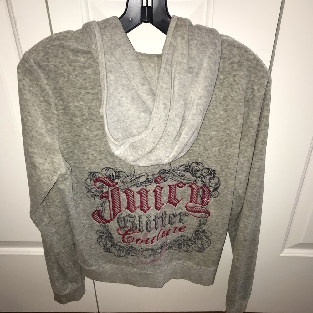Gray Juicy Couture zip up with Swarovski crystal